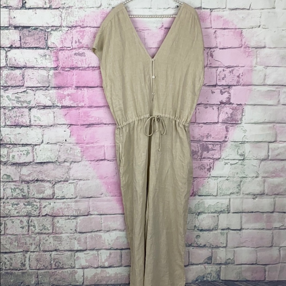Anthropologie Cloth & Stone 100% Linen jumpsuit L - Picture 2 of 8